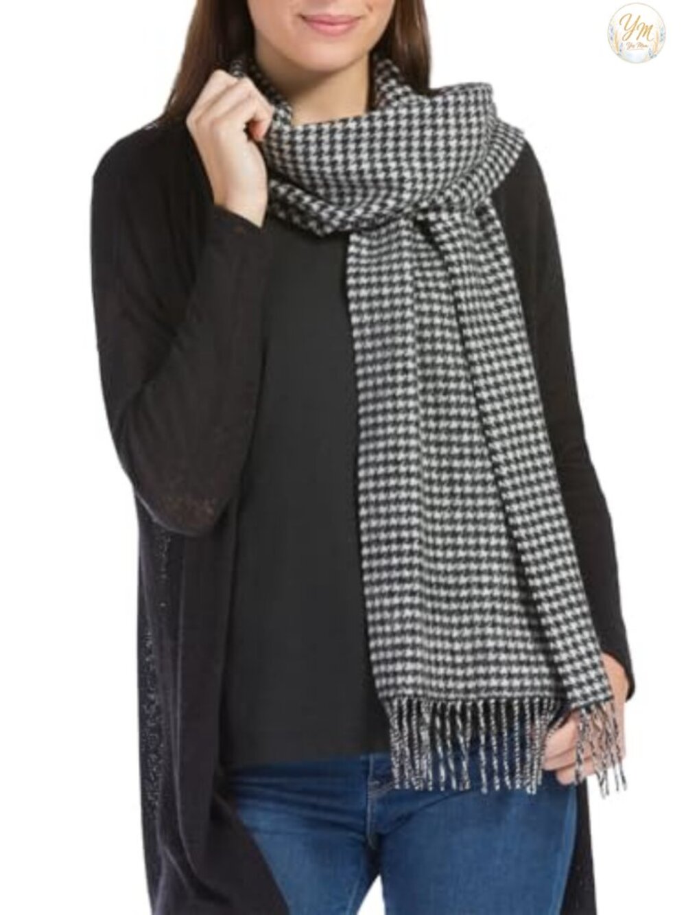 100% Cashmere Winter Scarf with Fringe Detail - Soft and Warm